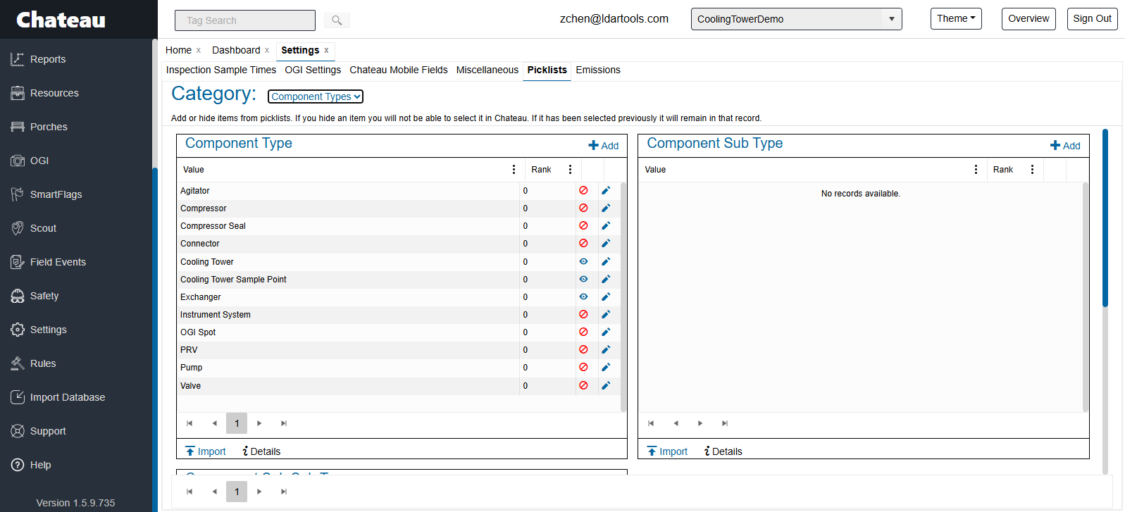 Unhide Component Types